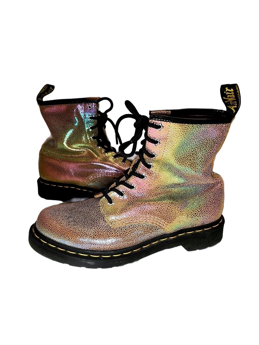 Dr. Martens Iridescent Leather 1460 Rainbow Ray Boots Size 9